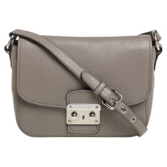 Miu Miu Argilla Grey Leather Madras Crossbody Bag