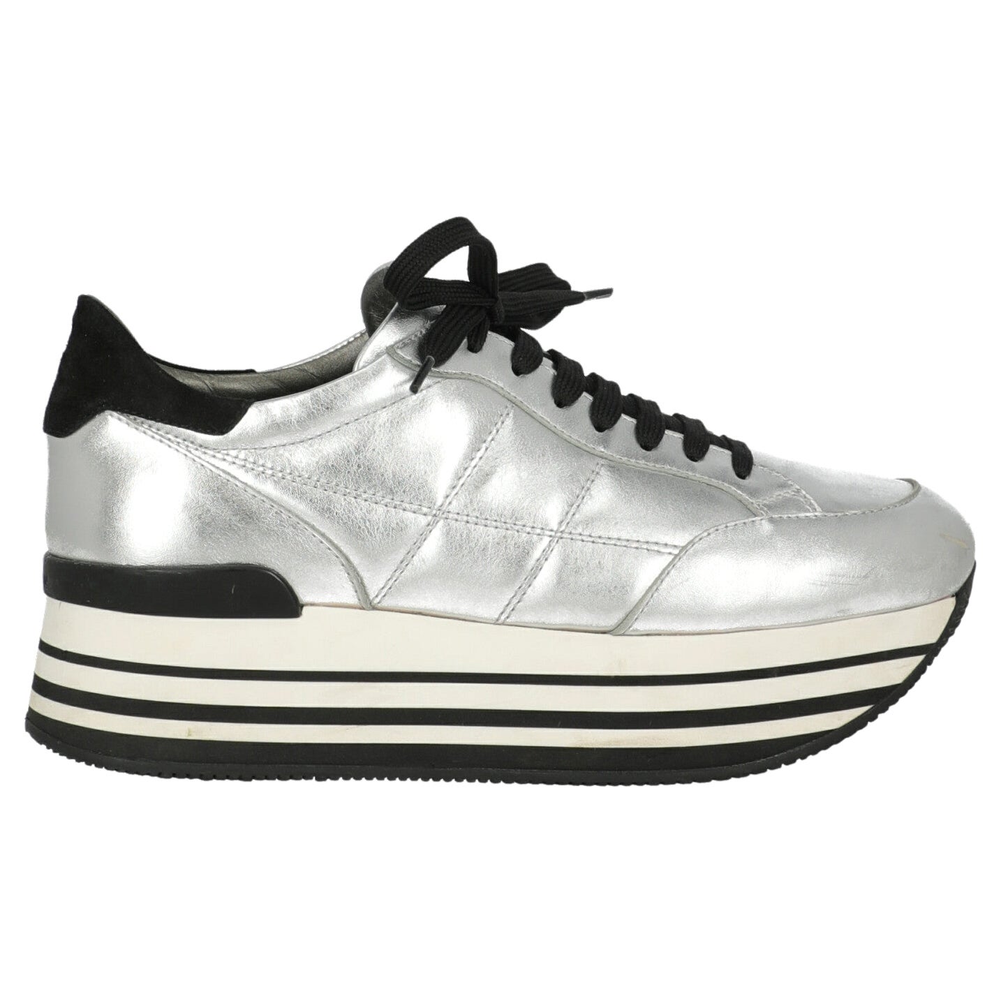 Hogan Women Sneakers Silver Leather EU 40 For Sale