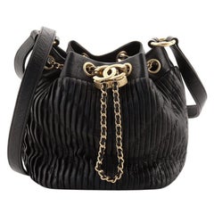 Chanel Coco Pleats Drawstring Bag Pleated Crumpled Calfskin Small