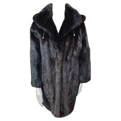 Unused ranch mink fur coat with a hood size 12