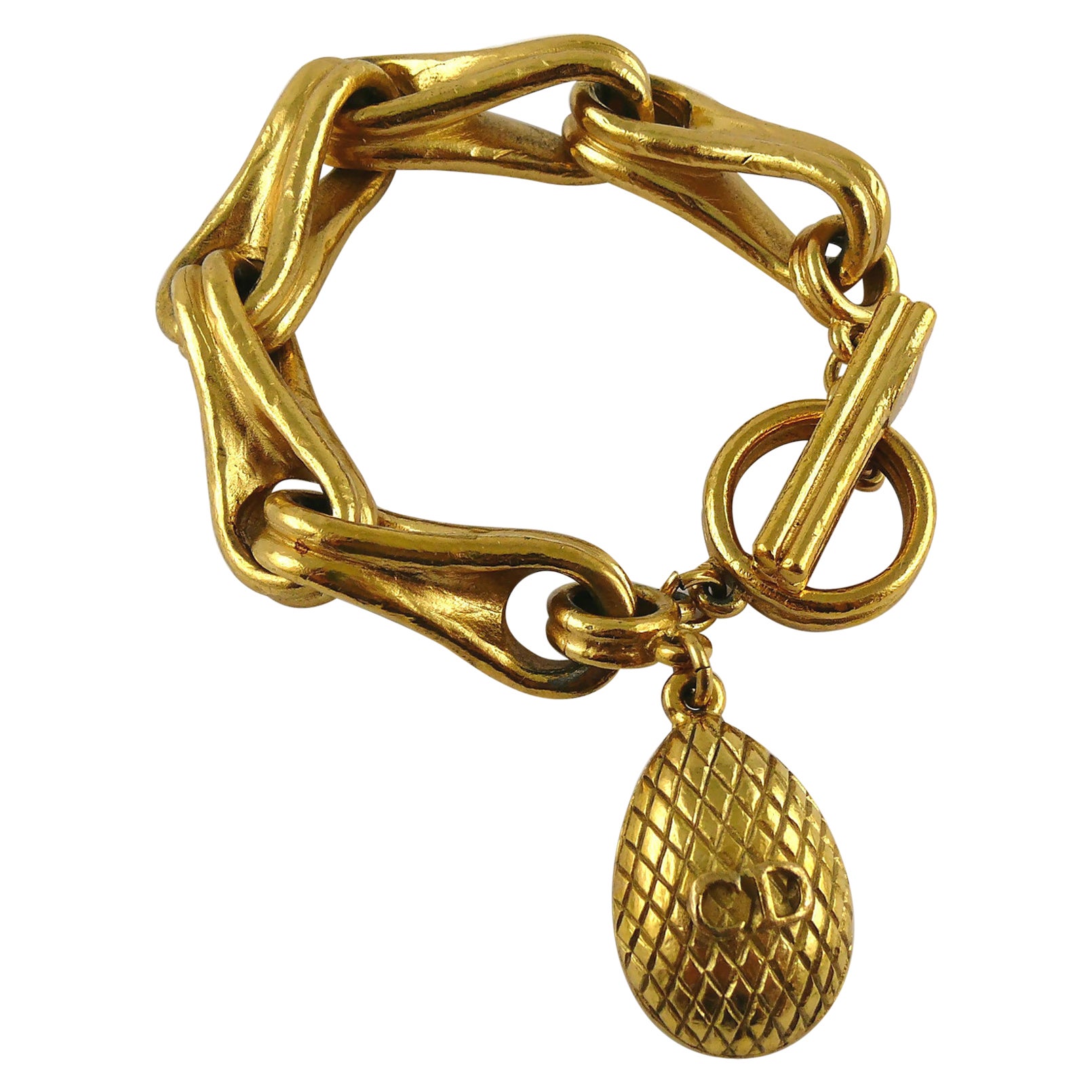 Jewellery Bracelets Beaded Bracelets Christian Dior Bracelet Gold Beaded Bow Charm D Logo Monogram Vintage Authentic y2k 90s 