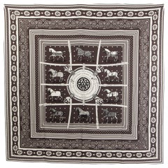 Hermes grey COUVERTURES ET TENUES DE JOUR BANDANA 140 Scarf Shawl Taupe Noir