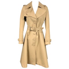 BOUCHRA JARRAR Size 2 Beige Cotton Blend Belted Trench Coat