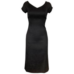 NARCISO RODRIGUEZ Size 2 Black Ribbed Cotton / Polyamide V-neck Dress