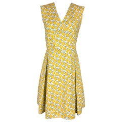 SUNO Size 4 Yellow & White Poplin Floral Cotton Sleeveless Dress