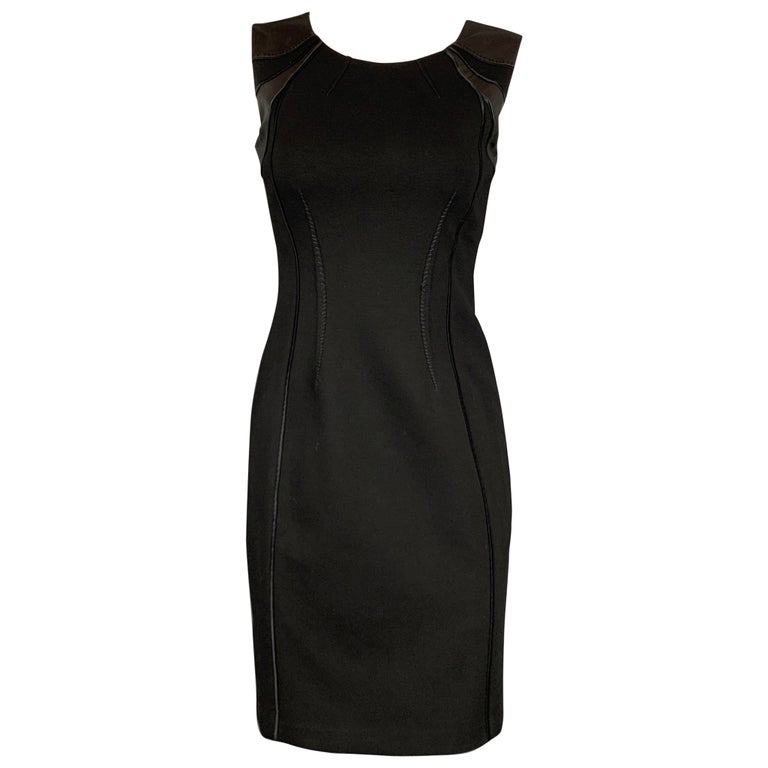 ELIE TAHARI Size 0 Black Viscose Blend Sleeveless Shift Dress For Sale ...