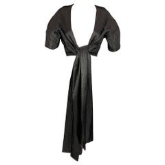 CALVIN KLEIN Size L Black Pleated Long Panel Open Front Capelet