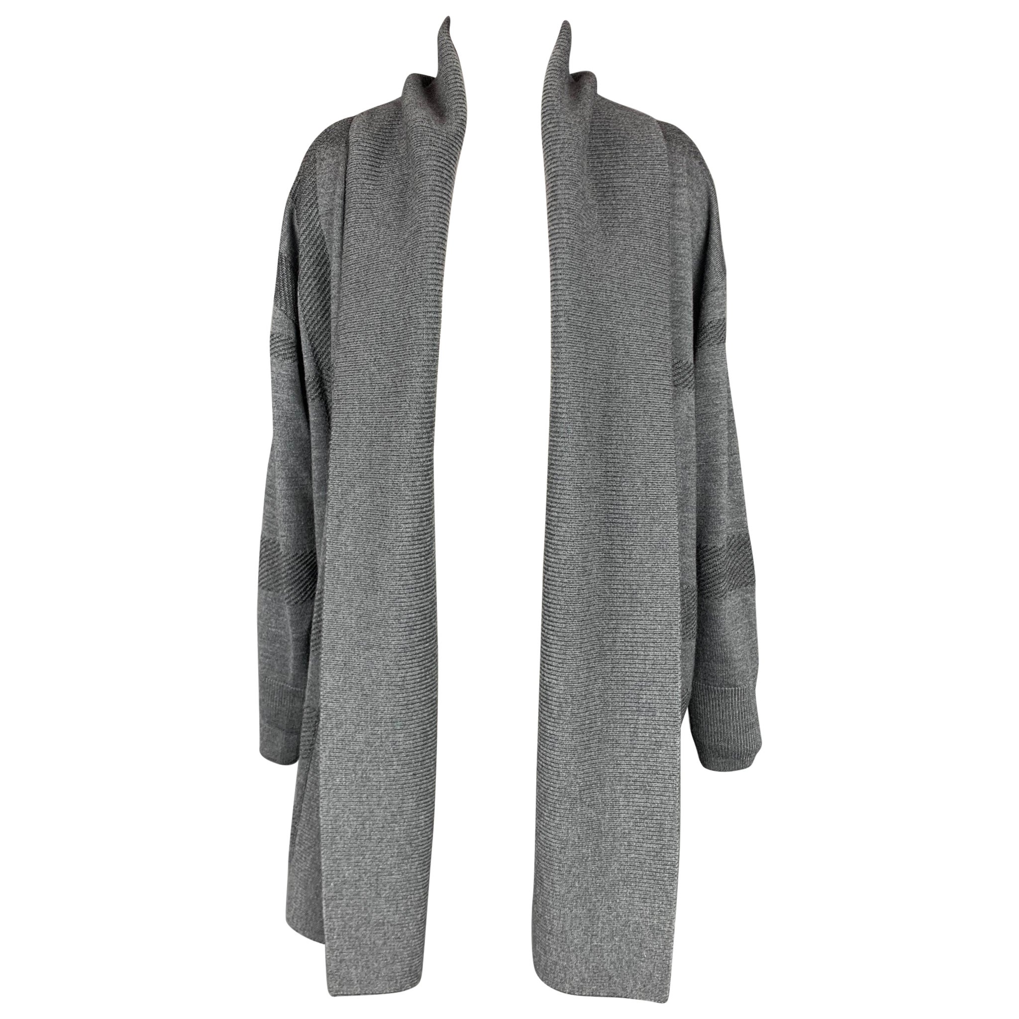 BURBERRY LONDON Olona Size S Grey & Charcoal Merino Wool Cardigan