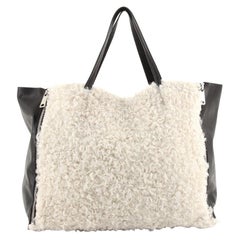 Celine Horizontal Gusset Cabas Tote Shearling and Leather Large