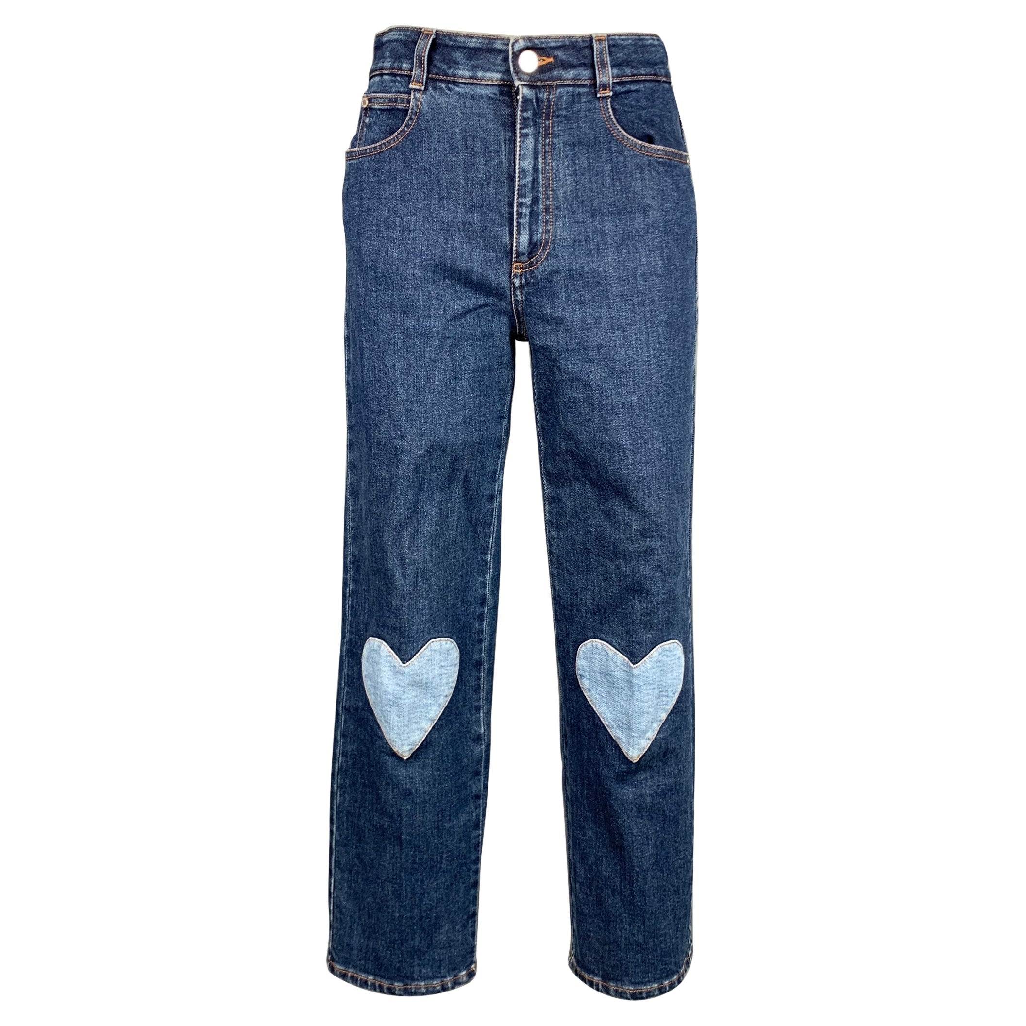 STELLA McCARTNEY Size 26 Blue Patchwork High Waisted Denim Jeans