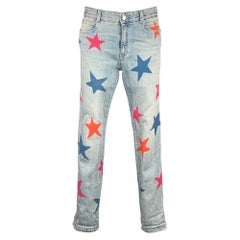 STELLA McCARTNEY Size 27 Blue & Red Star Print Denim Relaxed Fit Jeans