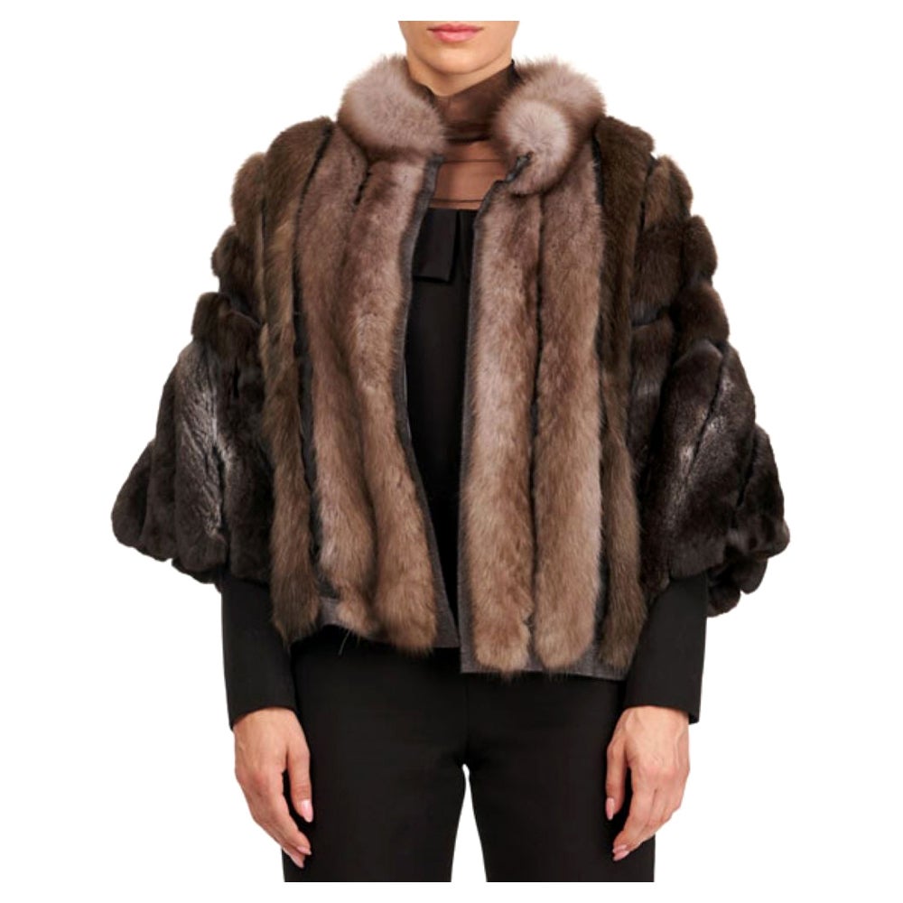 Brand new Loro Piana Wool Sable And Chinchilla Fur Jacket Coat  Sweater XS S M L For Sale