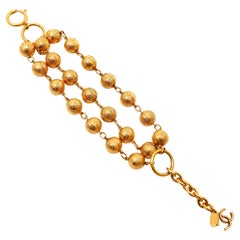 Chanel Gold Plated Triple Strand Vintage Bracelet