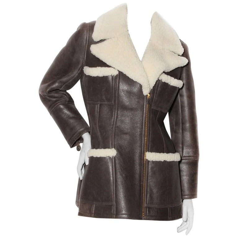 Chanel by Lagerfeld Leather and Shearling Coat at 1stDibs | chanel ...
