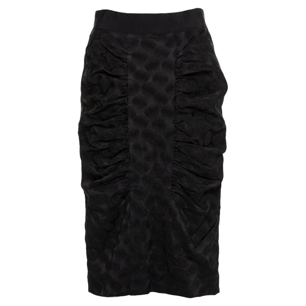 Dolce & Gabbana Black Jacquard Draped Detail Pencil Skirt L For Sale