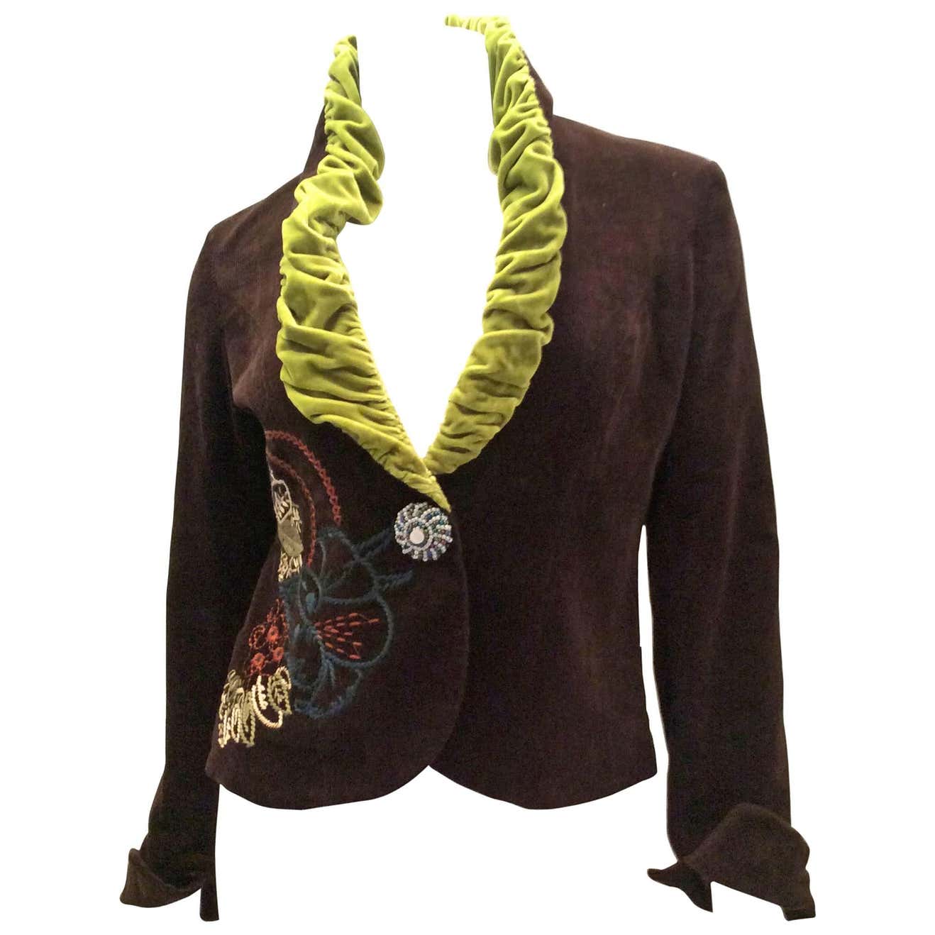 Anna Sui 1990s Embroidered Corduroy Jacket For Sale at 1stDibs