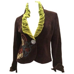 Vintage Anna Sui 1990s Embroidered Corduroy Jacket
