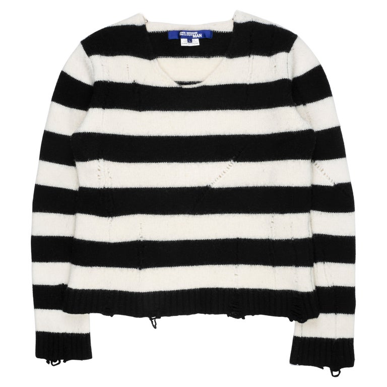 Junya Watanabe AW2014 Distressed Striped Sweater at 1stDibs | junya watanabe  distressed sweater, junya watanabe striped sweater, black and white striped  sweater