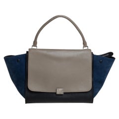 Celine Tricolor Leather and Suede Large Trapeze Top Handle Bag