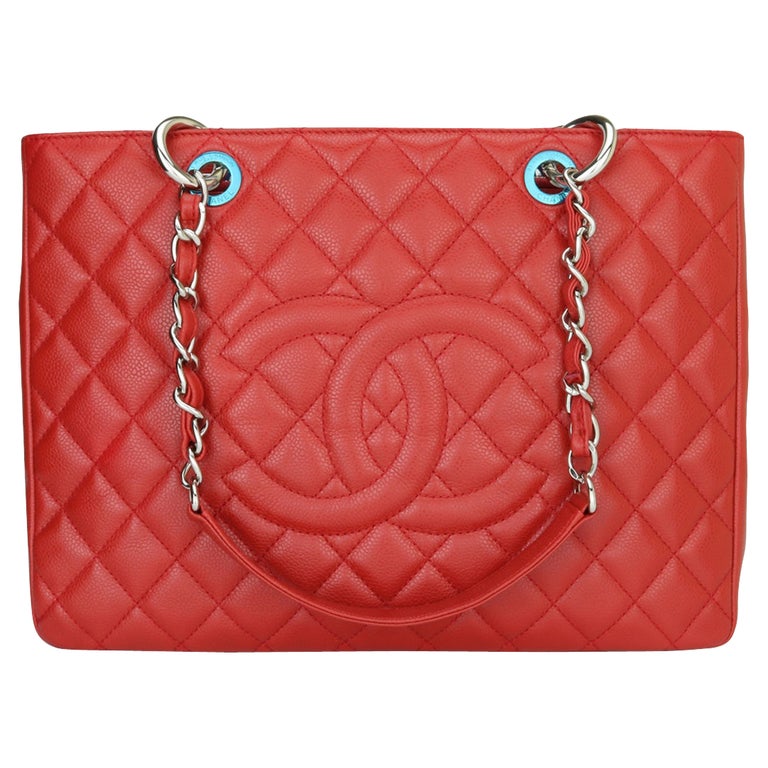CHANEL Grand Shopping Tote (GST) Red Caviar with Silver Hardware
