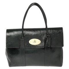 Used Mulberry Anthracite Patent Leather Bayswater Satchel