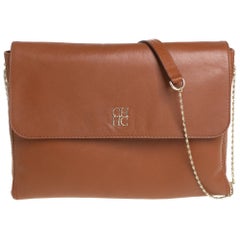 Carolina Herrera Brown Leather Chain Shoulder Bag