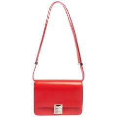 Givenchy Red Leather Flap Shoulder Bag