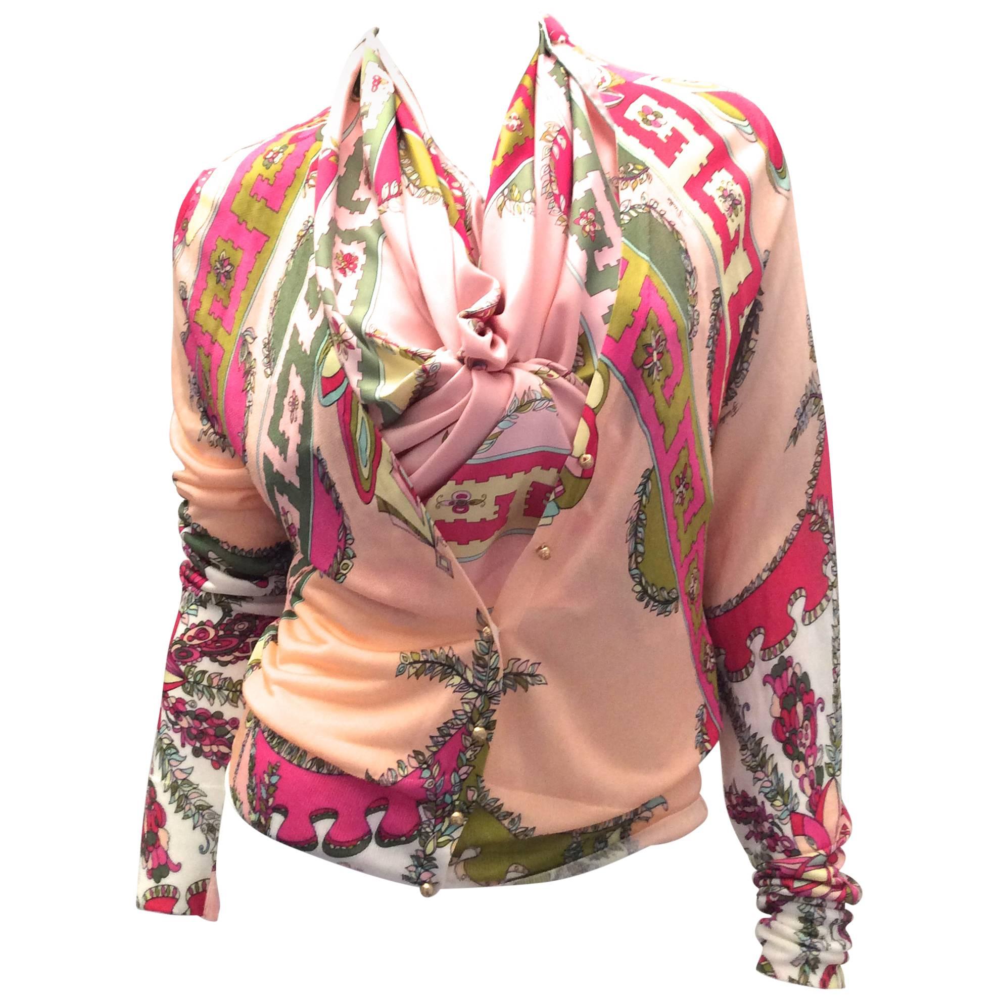 New Emilio Pucci Cardigan with Matching Silk Scarf For Sale