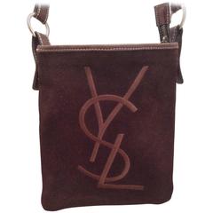 Vintage Yves Saint Laurent (YSL) Brown Suede Crossbody Bag