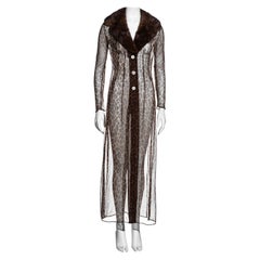Dolce & Gabbana leopard print silk chiffon dress coat with fur collar, ss 1997