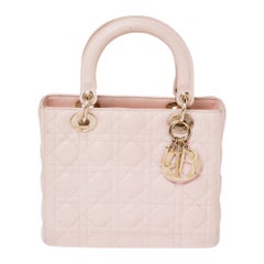 Dior Pink Cannage Leather Medium Lady Dior Tote