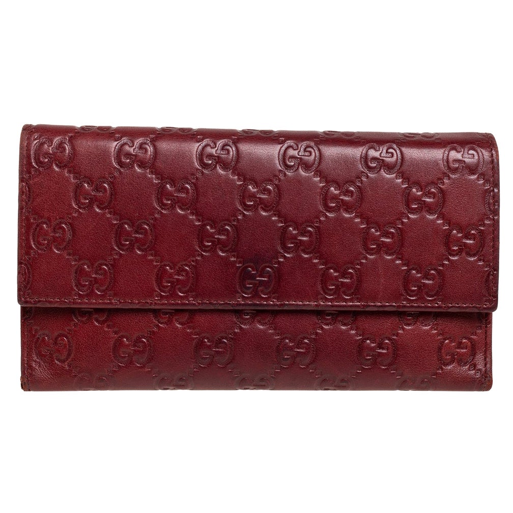 Gucci Burgundy Guccissima Leather Continental Flap Wallet
