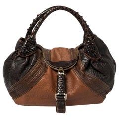 Fendi Brown Pebbled Leather Crispe Spy Bag
