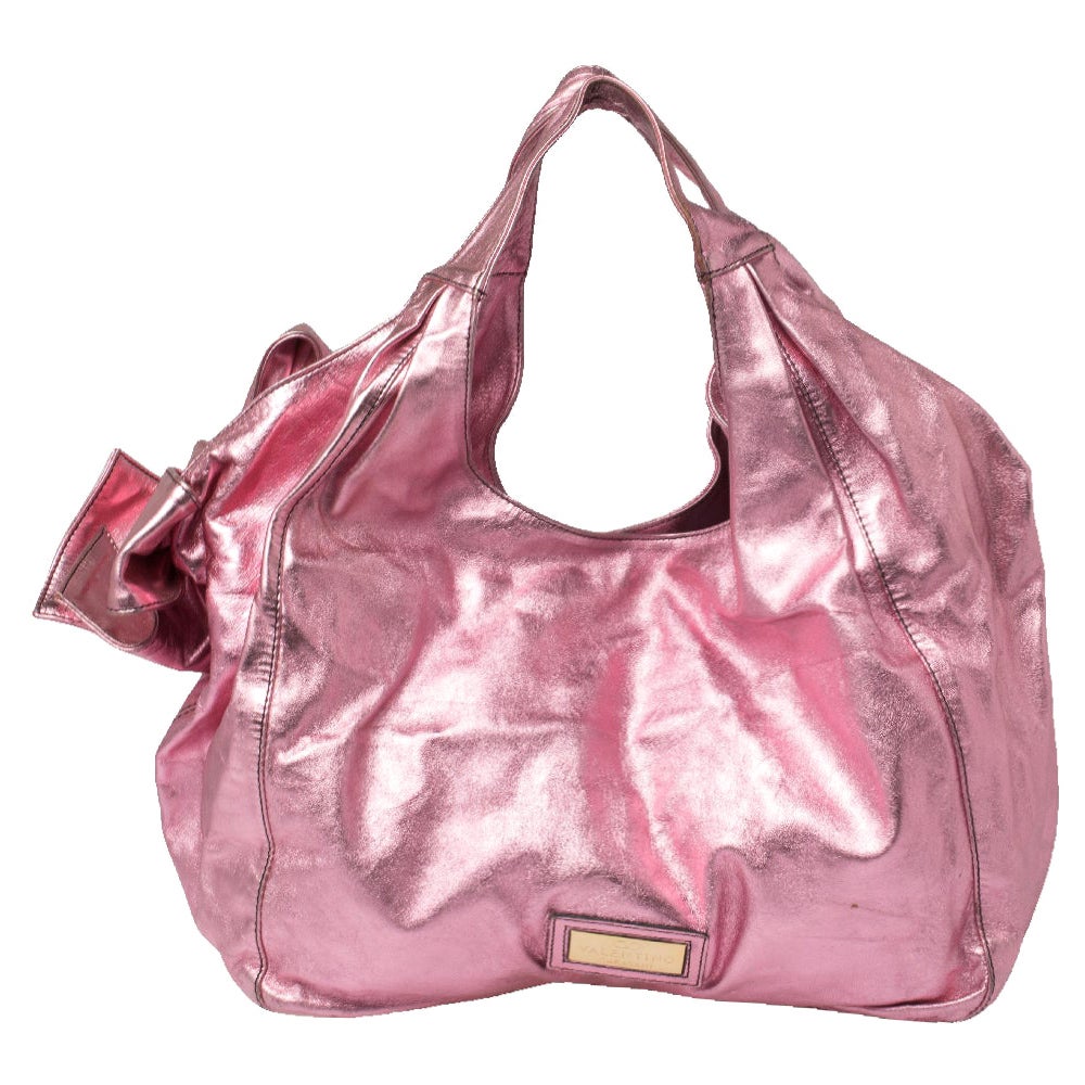 Valentino Metallic Pink Leather Nuage Bow Tote