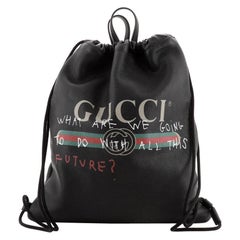 Gucci Logo Drawstring Rucksack gedruckt Leder Medium