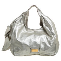 Valentino Silver Leather Nuage Bow Hobo