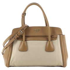 Prada Cuir Frame Convertible Tote Canvas und Saffiano Leder Klein