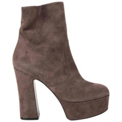 SAINT LAURENT grey suede CANDY Platform Ankle Boots Shoes 37