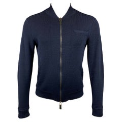TSE Size S Navy Knitted Wool Zip Up Jacket