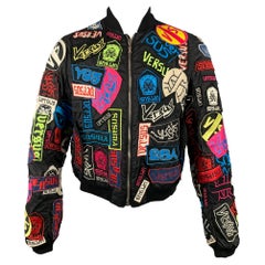 VERSUS by GIANNI VERSACE Size 36 Multi-Color Patches Nylon Bomber Jacket