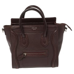 Céline Burgundy Leather Nano Luggage Tote