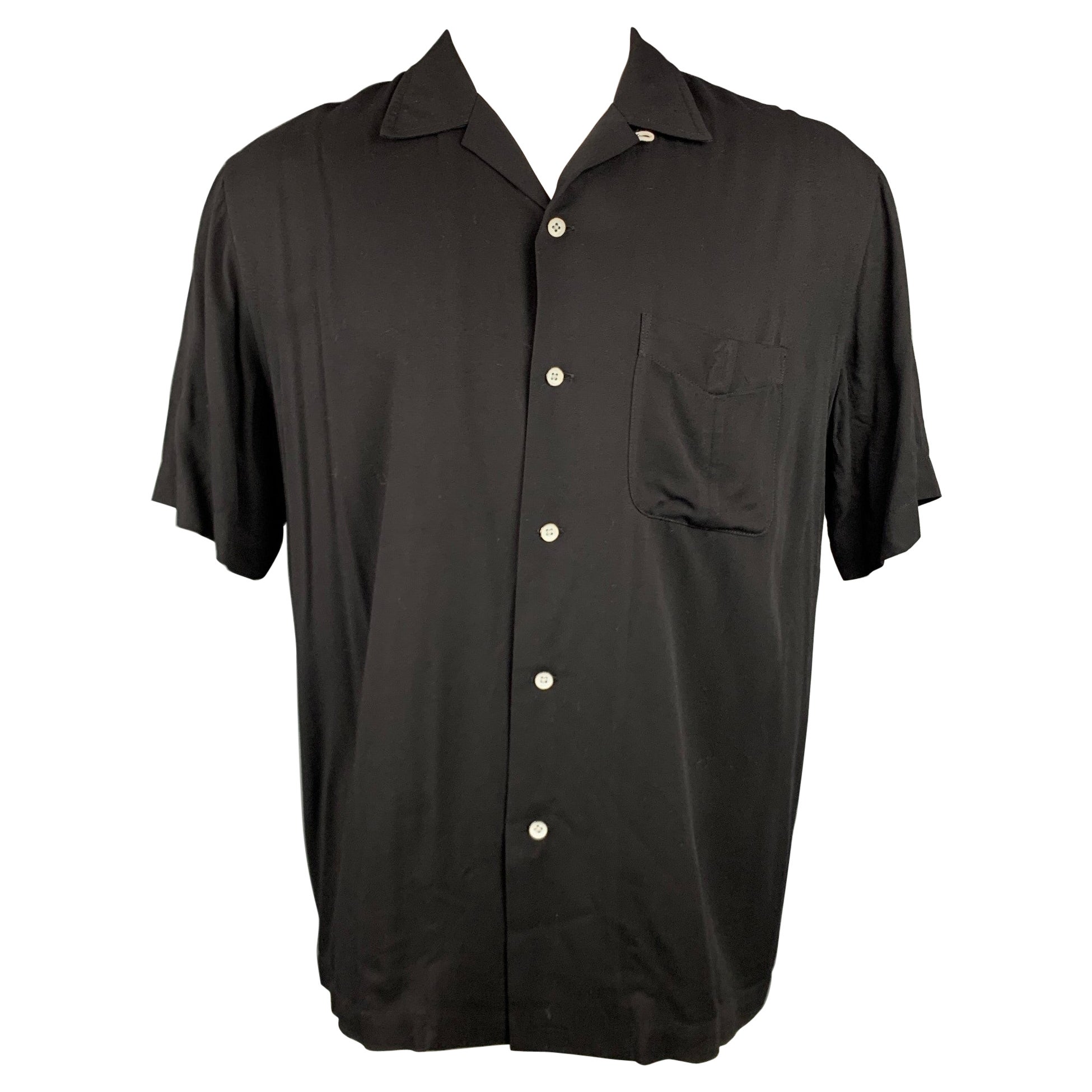 RAG & BONE Size M Black Viscose Camp Short Sleeve Shirt