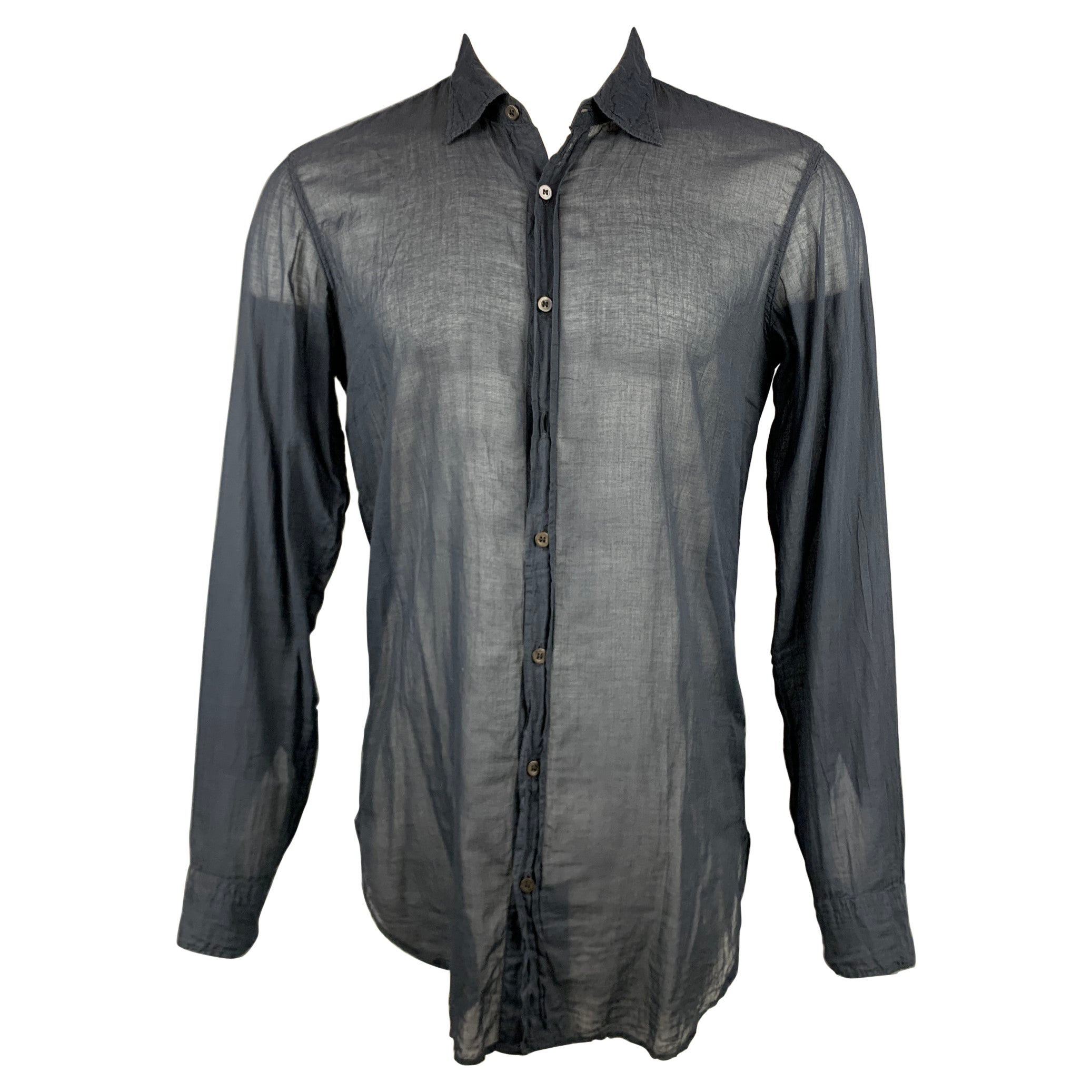 DRIES VAN NOTEN Size S Black Cotton Button Up Long Sleeve Shirt