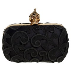 Alexander McQueen Black Lace Skull Box Clutch