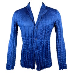 ISSEY MIYAKE Size S Royal Blue Wrinkled Button Up Shirt Jacket