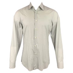 PRADA Size M White & Black Dots Cotton Button Up Long Sleeve Shirt
