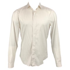 VALENTINO Size S White Cotton Blend Hidden Button Long Sleeve Shirt