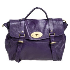 Used Mulberry Purple Leather Oversized Alexa Satchel