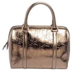 Christian Dior - Sac Boston en cuir gaufré oblique métallisé
