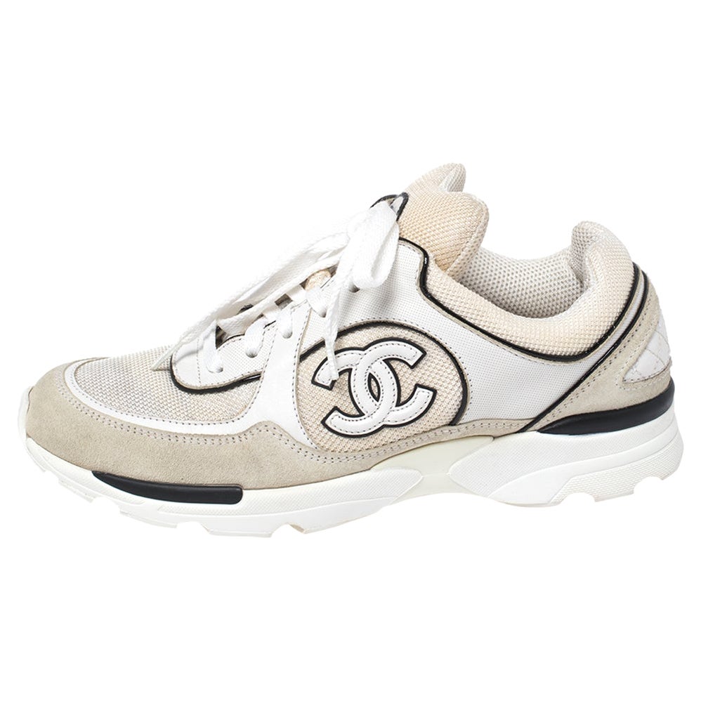 Chanel White Mesh And Suede CC Low-Top Sneakers Size 38.5 at 1stDibs  chanel  low top sneakers, chanel sneakers 38.5, chanel sneakers suede